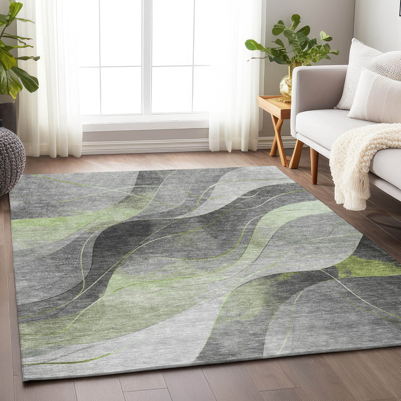 Tapis intérieur / extérieur vert Aelien, 8' x 10'