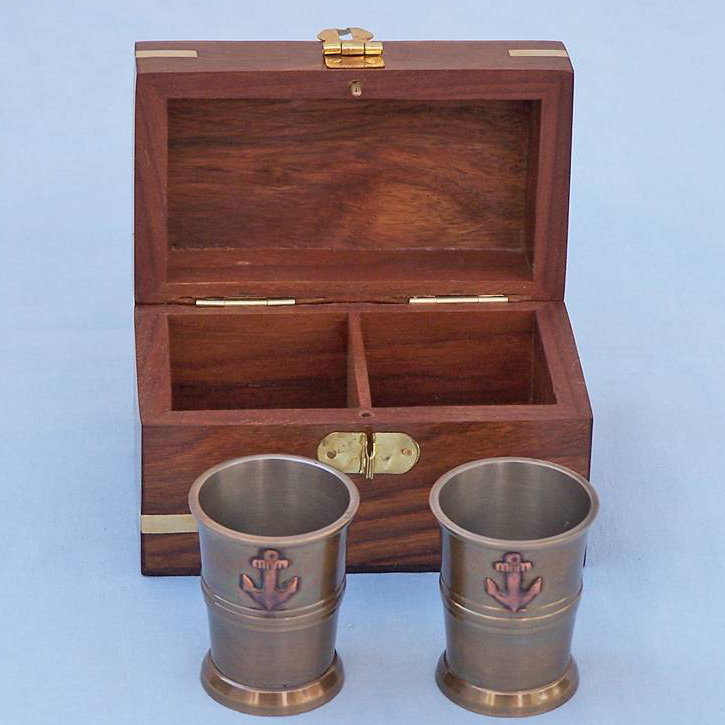 Violette Copper Shot Glass / Shooter Set, Antique Brass