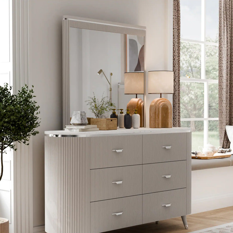 40.4"W Contemporary Mirror, Light Gray