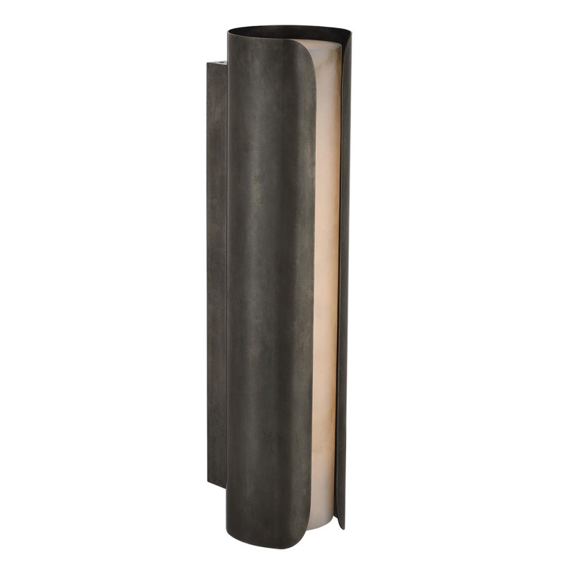 Anne-Marie Barton Armise 18" Sconce with Alabaster, 29" H x 7" W x 7.75" D, Mottled Pewter