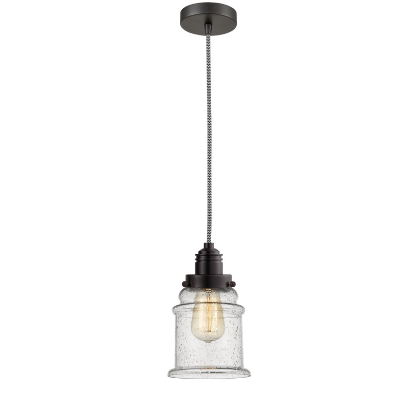 Luminaire suspendu en forme de cloche à 1 lumière Cecil, Bronze huilé