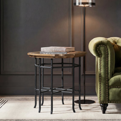 Table d'appoint en bois récupéré et fer 24 po Fleeman