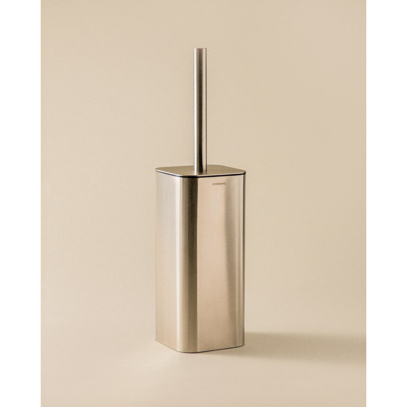 Cosmic with Durable Stainless Steel Silver Free-Standing Toilet Brush and Holder