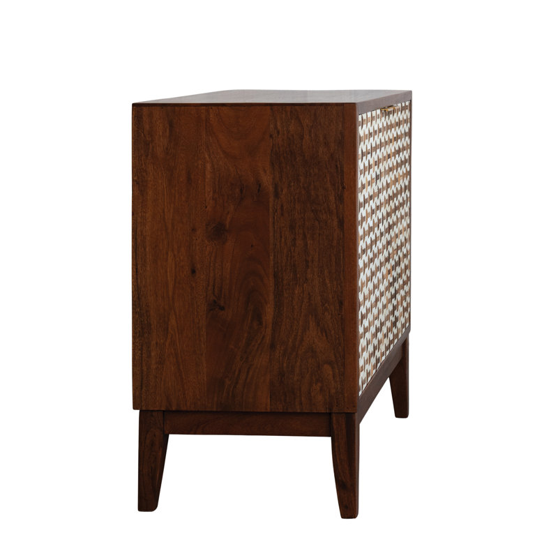 Armoire en acacia et bois de teck avec incrustation d'os