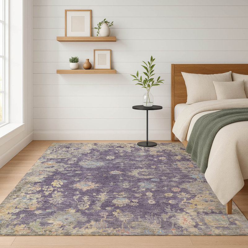 Tapis lavable à la machine de qualité supérieure Mayfield AMF2302, Prune, 10 pi x 14 pi