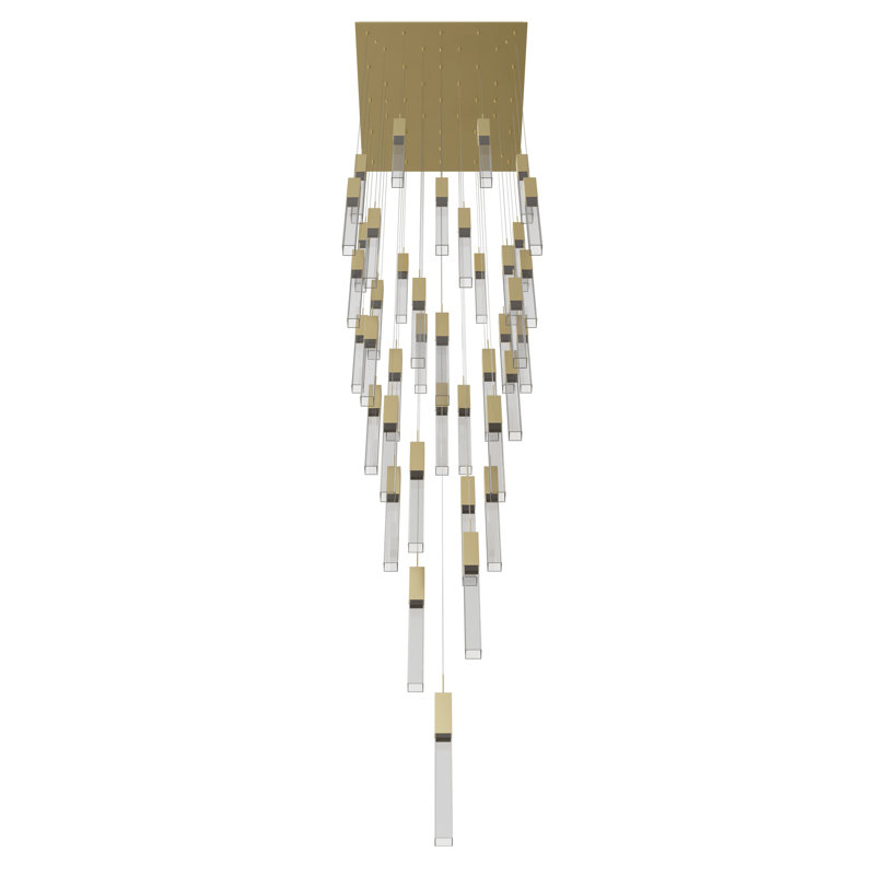 Luminaire suspendu grappe 41 lumières Original Glacier, Laiton brossé, Glacier transparent