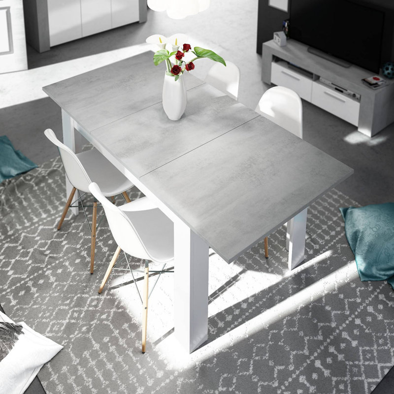 Emmy-Lou Beech Metal Base Dining Table, Natural, White