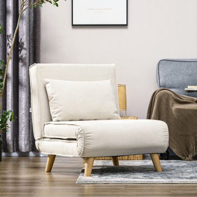 Fauteuil-lit convertible HOMcom, canapé-lit multifonctionnel 2-en-1, fauteuil-lit avec dossier réglable pour le salon, la chambre à coucher, le bureau personnel, beige