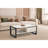 Stylish Coffee Table with Drawer, Travertine & Black Finish, 41.3 x 15.7 x 21.7 inches | 100% Melamine Coated Particle Board & Metal Frame, Elegant Marble Concept | Perfect for Modern Living Rooms & Spaces-117203886