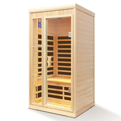 Deluxe Version Plus One Person Far Infrared Hemlock Sauna Room With LED Colour Lights