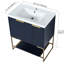 Meuble-lavabo autoportant de 30 pouces pour salle de bain - Lavabo d'appoint moderne en résine et contreplaqué bleu marine-118003382
