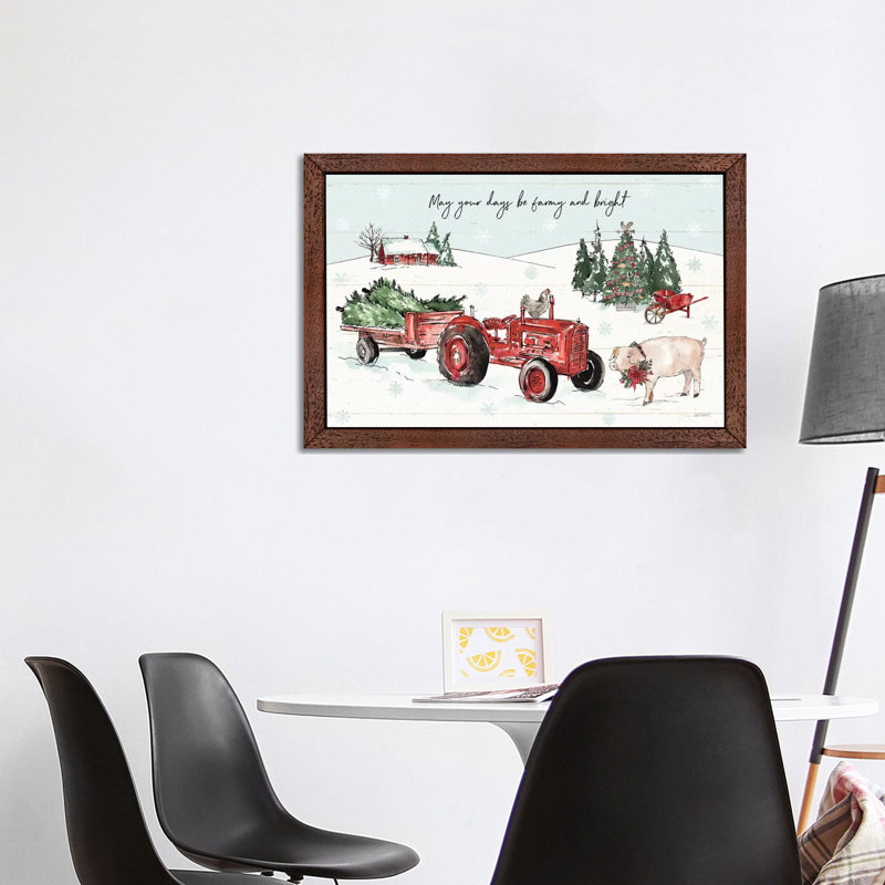 Holiday On The Farm I - Farmy And Bright by Anne Tavoletti - Floater Frame Print on Canvas, Brown Floater Framed
