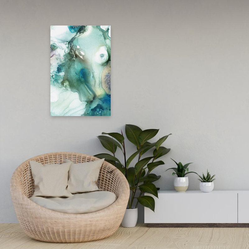 Oceanic And Fluid  Mint Bubbles IV Art, 24" H x 16" W