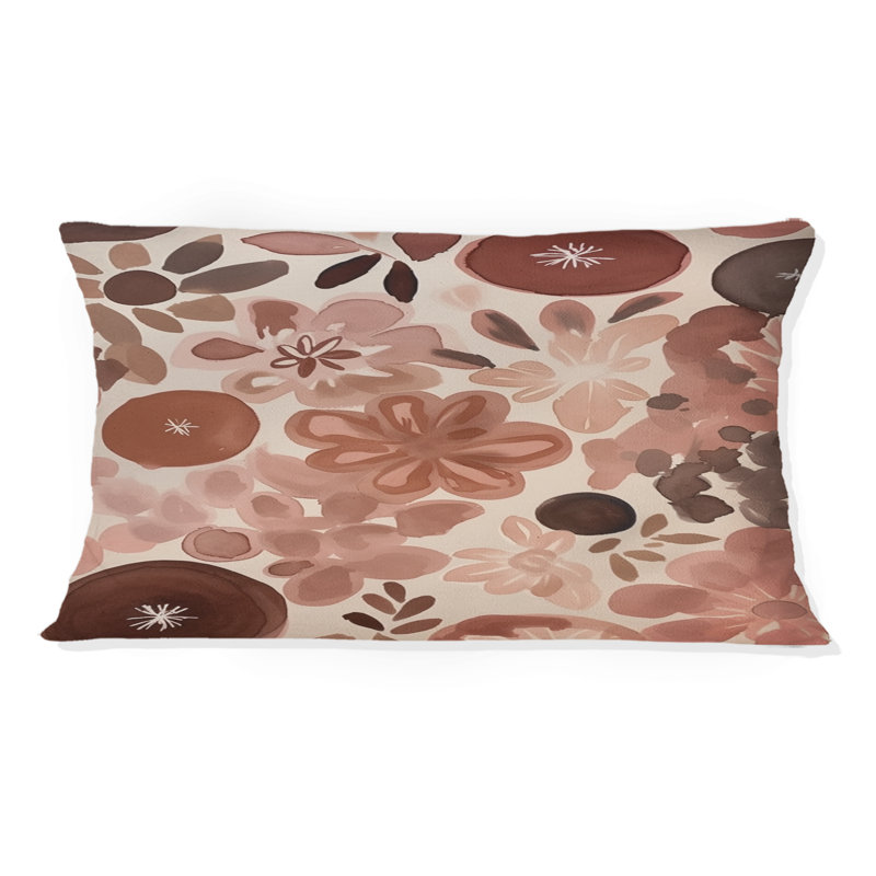 Coussin décoratif graphique avec fleurs sauvages rétro rose pastel I - Abstract Botanicals