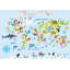 Animals On The World Map Blue Background Removable Wallpaper-1917979543