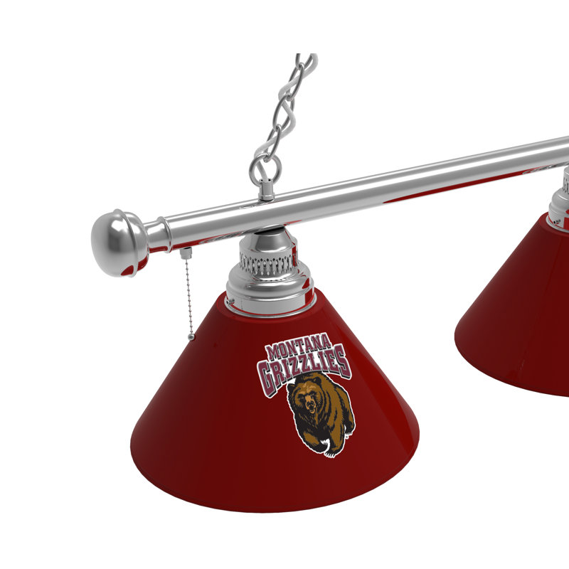 3 - Light Pool Table Lights Pendant, Chrome, Montana Grizzlies
