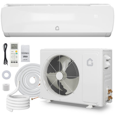 19 mini climatiseur à deux blocs de 9 000 BTU SEER2, réfrigérant sans conduit 3-en-1 avec pompe à chaleur inverseur R32 230 V, ventilateur de refroidissement déshumidificateur 4 modes, 23dB ultra silencieux, installation bricolage pour 450 pieds carrés