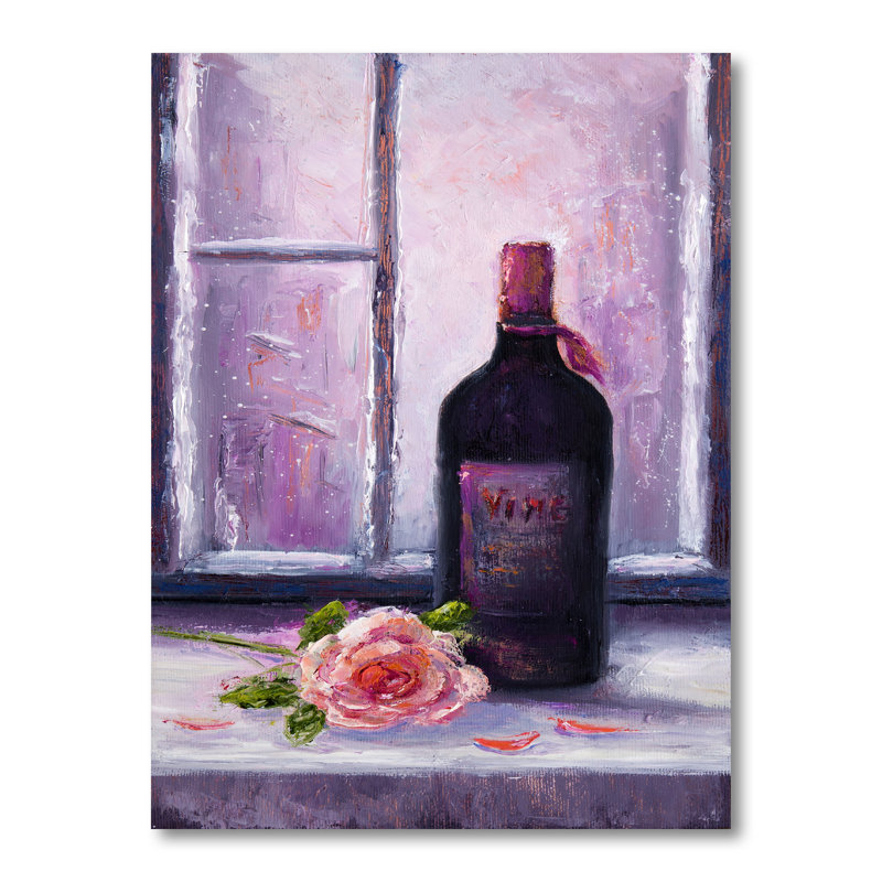 «Red Wine Bottle», peinture sur toile, 32" H x 16" W x 1" D, Toile tendue