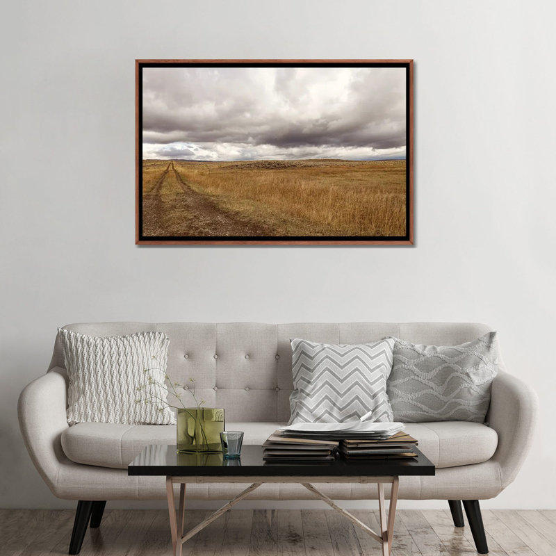 Storm Clouds Over Montana Prairie, Classic Wood Floater Framed Canvas, No Mat, 32" H x 48" W x 1.5" D