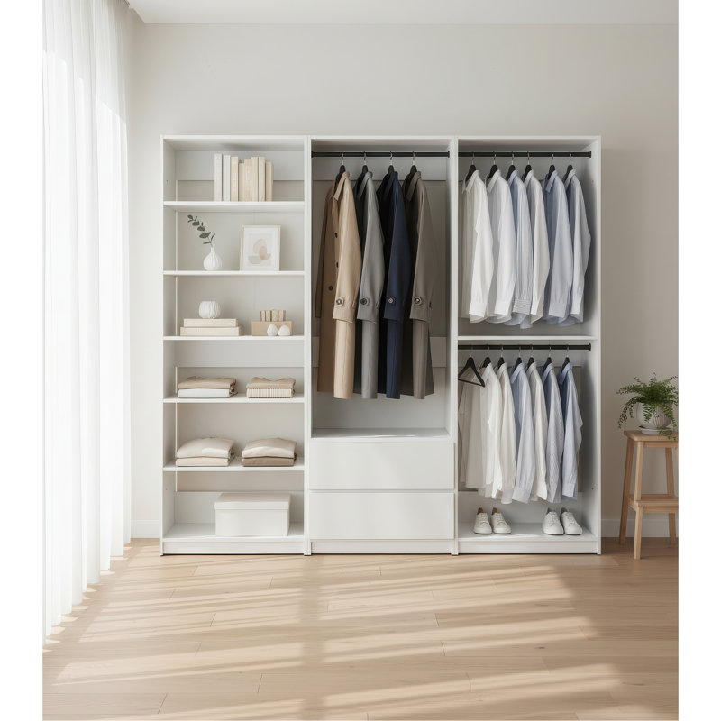 Système de placard autoportant blanc en bois