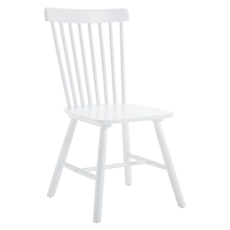 Chaise de salle à manger en bois massif de style Mid-Century à dossier Windsor, Blanc