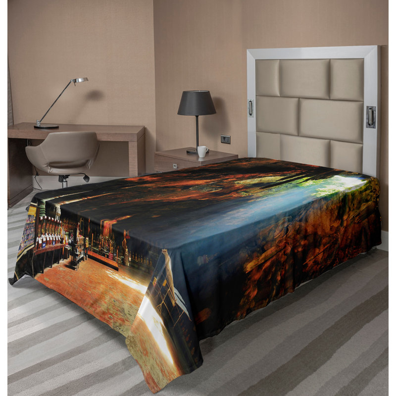 Ambesonne Colorful Top Flat Sheet Tham Khao Luang Cave Multicolor, Twin XL Flat Sheet