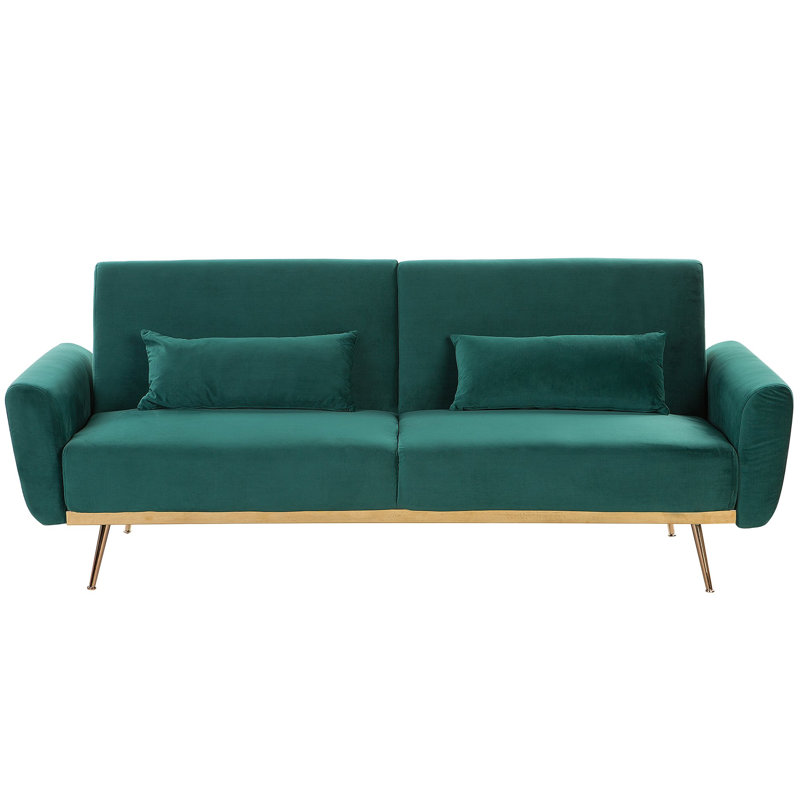 Trenton 3 Seater Velvet Sofa Bed, Green