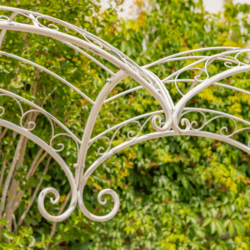 6,9 pi Banc en métal Écusson, White