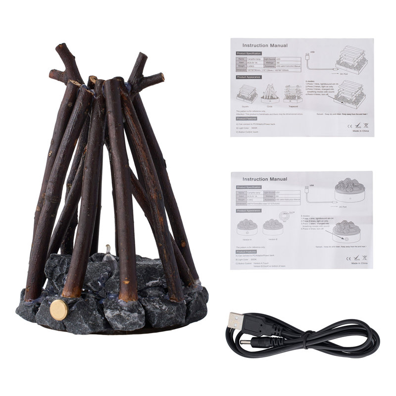 Rechargeable LED Campfire Night Light With Three Modes