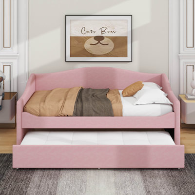 Twin Size Upholstered Daybed With Light And Trundle