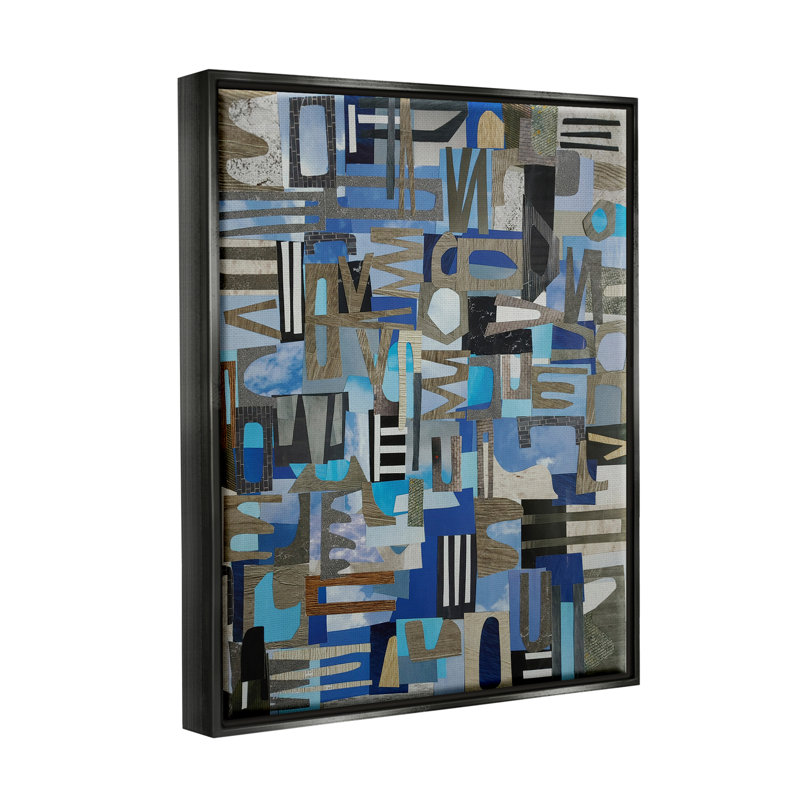 "Skies Over Valley Valley", art mural abstrait sur toile flottante par Coco Good, Cadre flottant noir de jais