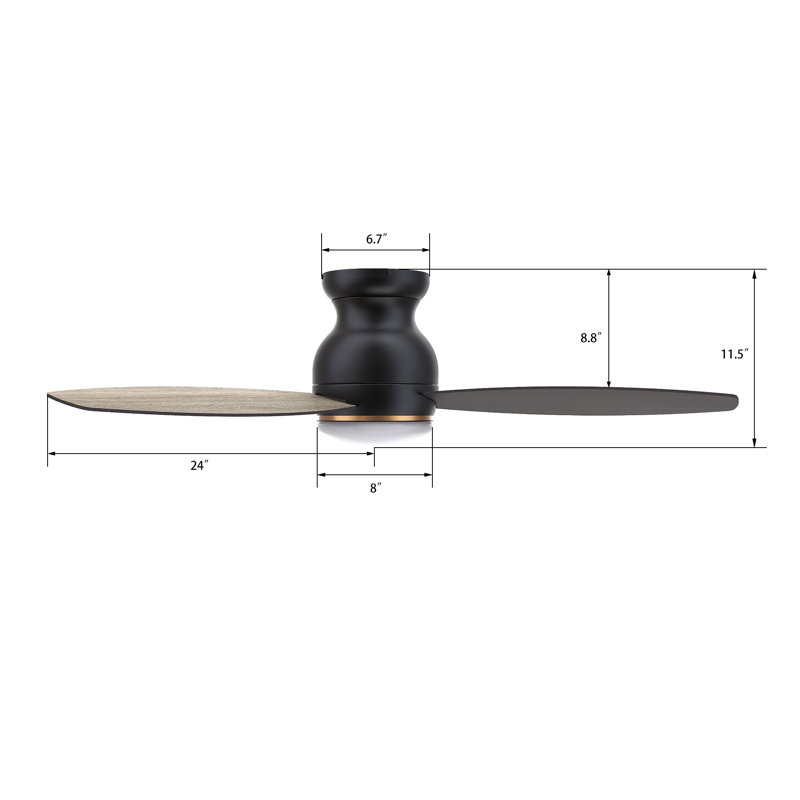 48'' Ceiling Fan with LED Lights, Black with Walnut Blades