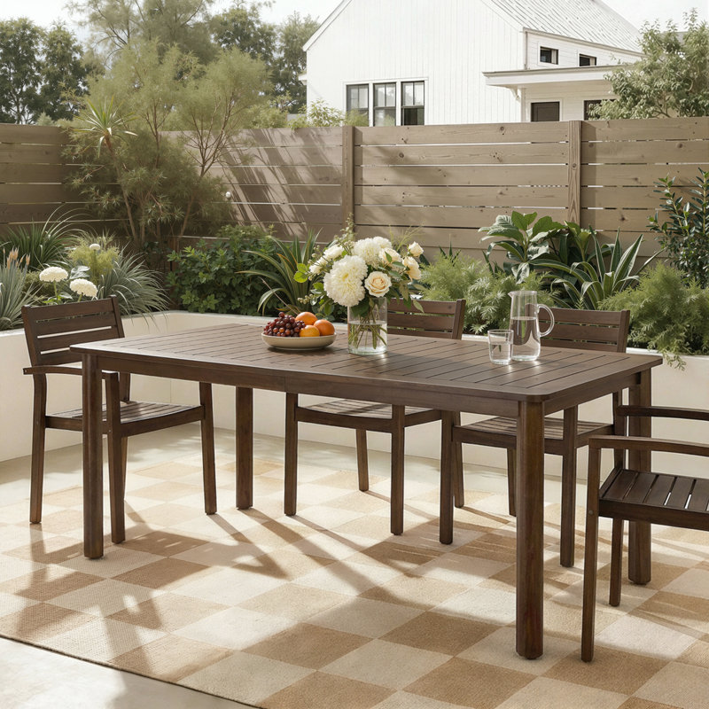 Table de salle à manger rectangulaire d'extérieur 68,9 po Ullman, Marron foncé