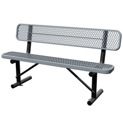 Banc de parc extérieur en métal robuste, banc de jardin, banc commercial enduit de plastique, banc d'extérieur résistant aux intempéries avec dossier