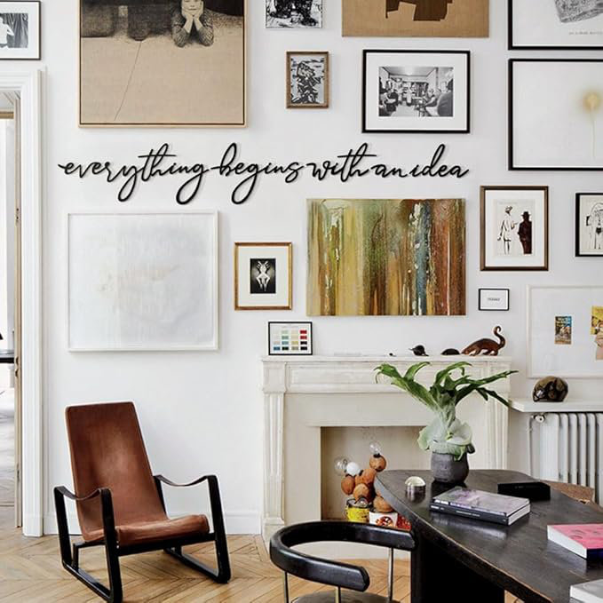 «Tout commence», art mural en métal - Citation inspirante pour le salon, la chambre à coucher ou le bureau