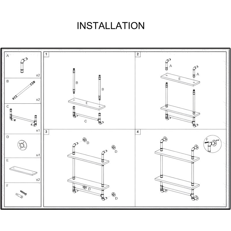 Tablette décorative 2 pièces Jagen, H 29 po x l 19,6 po x P 7,8 po