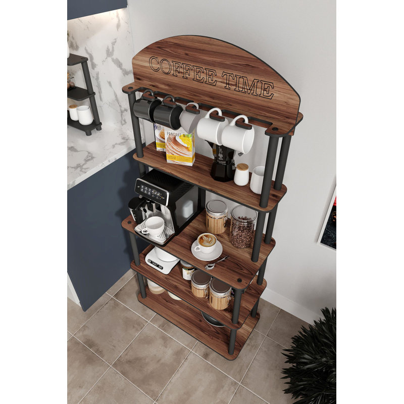 Modern Walnut Coffee Stand, 27.2 x 55.1 x 13.4 Inches | 100% MDF with Compressed Kraft Legs | Stylish Brown Finish for Living Room & Office, Industrial Design, Durable & Functional Furniture Solution