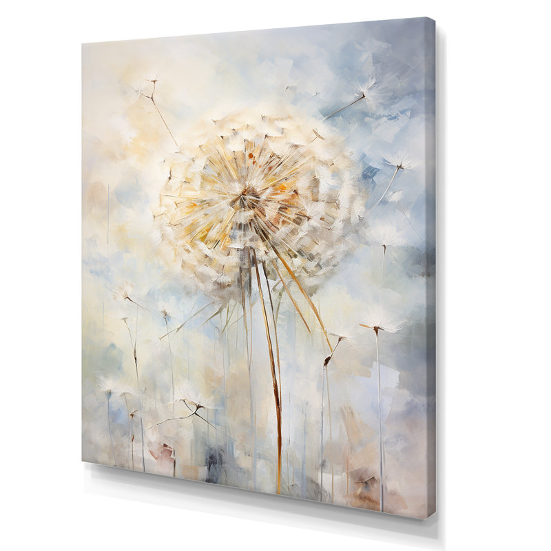 Dandelion Charm in Winter I - Pissenlit, art mural, H 32 po x l 16 po x P 1 po, Toile tendue