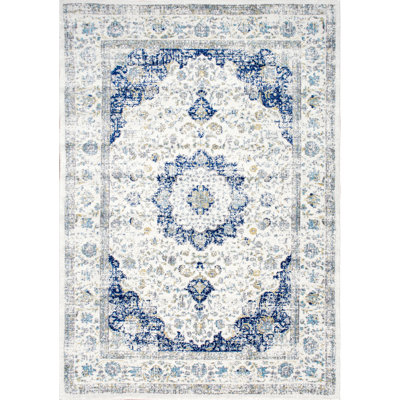 Juliea Distressed Medallion Oriental Power Loom Performance Rug