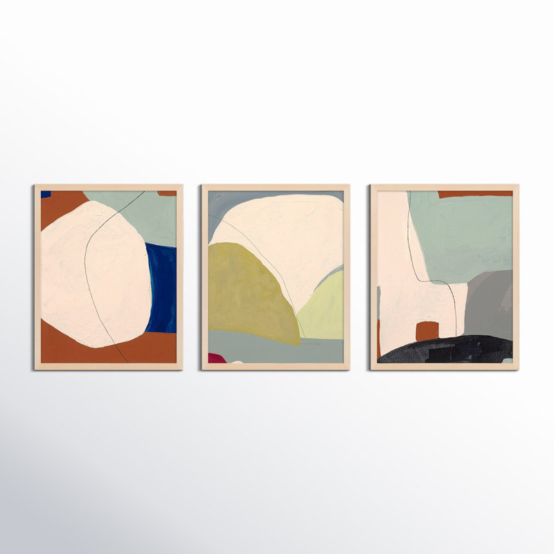 Dreamscape Trio. Set of 3 Framed Print by Andrea Stokes, 50" H x 40" W x 1.25" D, Brown Framed