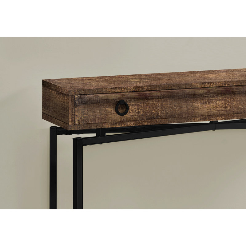 Table d'appoint, console, vestibule, étroit, canapé, tiroir de rangement, salon, métal stratifié, contemporain, moderne, Brun