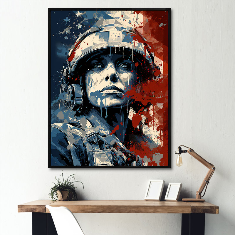 Palette de patriots de soldat militaire - salon d'art mural militaire, Cadre flottant noir, H 40 po x l 30 po x P 1,5 po
