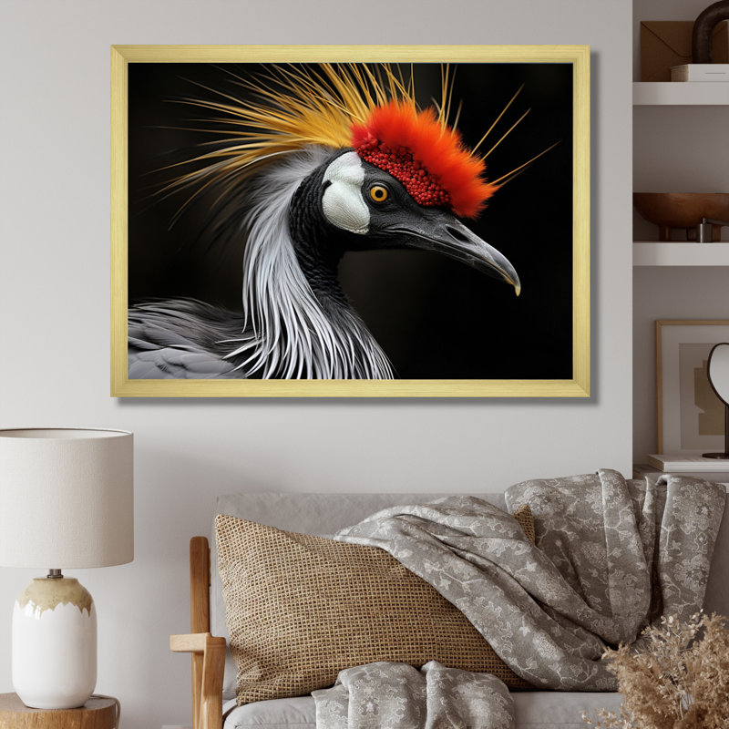 Cranes d'Afrique, beauté I, Encadrement doré, H 24 po x l 32 po x P 1 po