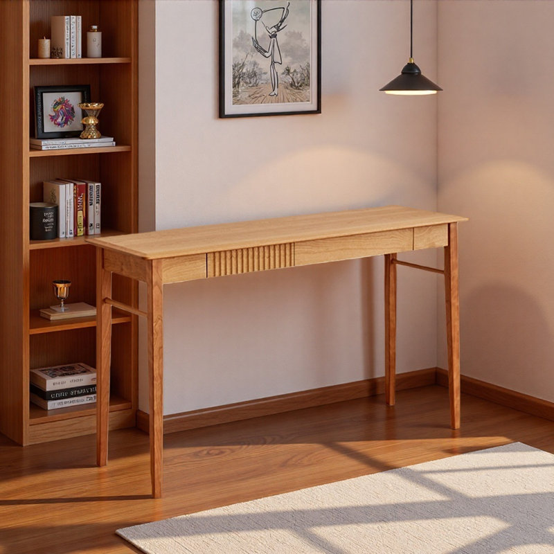 Simple Durable Cherry Wood Narrow Writing Desk, 29.52" H x 47.24" W x 17.71" D