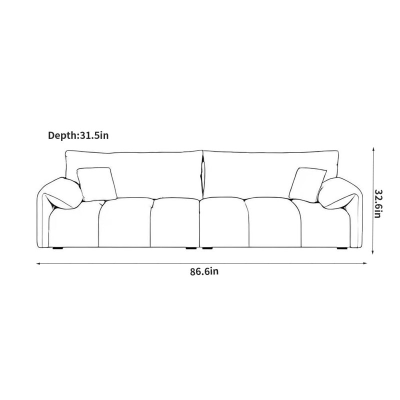 Canapé Minimalist, H 32,6 po x l 86,6 po x P 31,5 po, Orange / blanc cassé