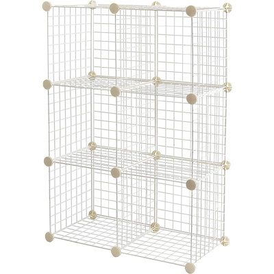 6 tablettes de rangement grillagées en treillis - Blanc - Organisateur de cubes empilables pour placard, chambre à coucher ou bureau
