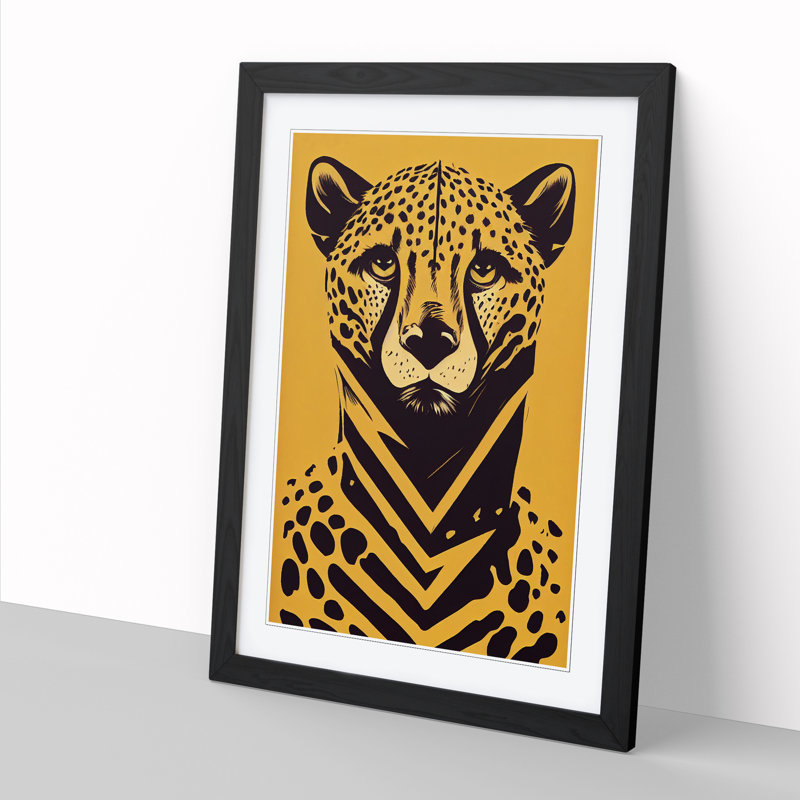 Lone Cheetah - Single Picture Frame Print, Black, 64cm H x 46cm W x 2cm D