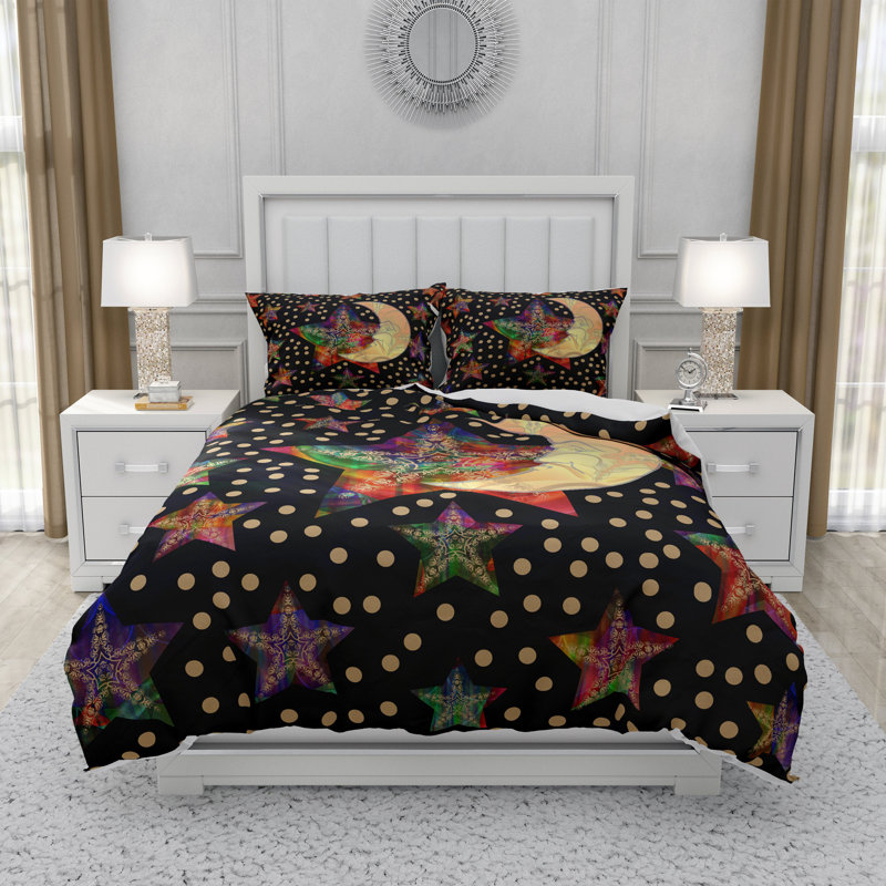  Ensemble de housse de couette céleste, Housse de couette simple et 2 taies décoratives