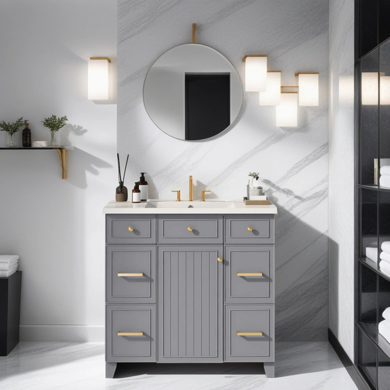 Meuble-lavabo simple avec plateau 36,02 Tornell, Gris