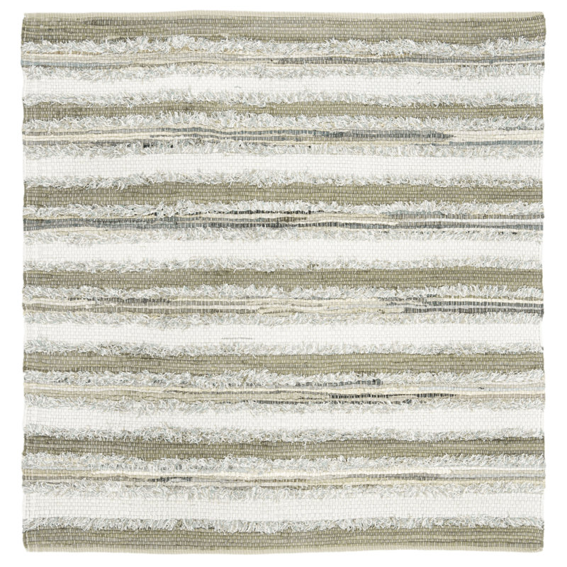Bester Handwoven Cotton Green Area Rug, Square 6'